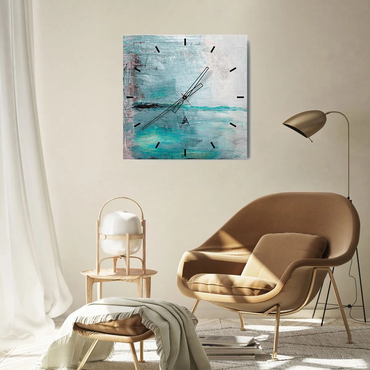 Wandklok - Klok - Horizontaal in blauw - 30x30 cm