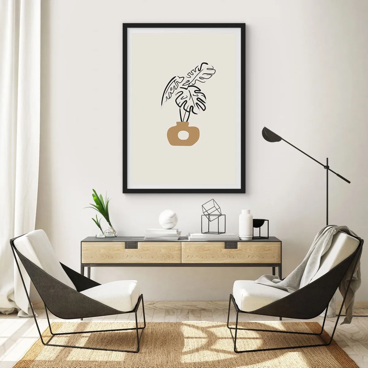 Poster in een zwarte lijst - Monstera – huisdecoratie - 61x91 cm