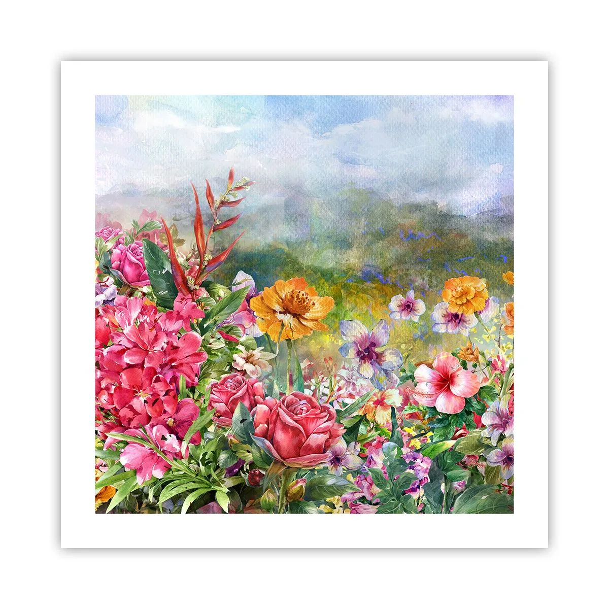Poster - Een tuin die gek is geworden - 50x50 cm