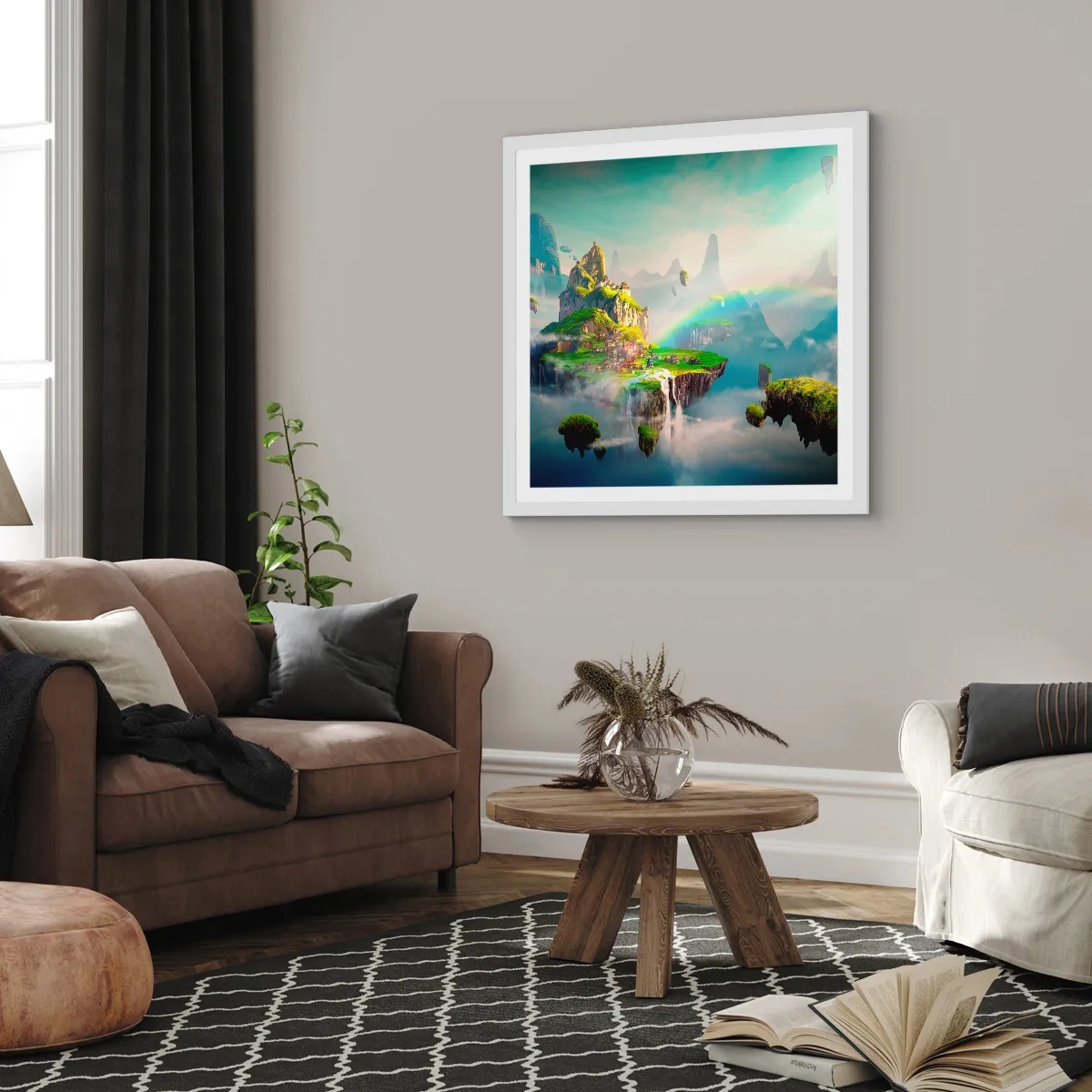 Poster in een witte lijst - Midden in de lucht - gelukkige eilanden - 40x40 cm