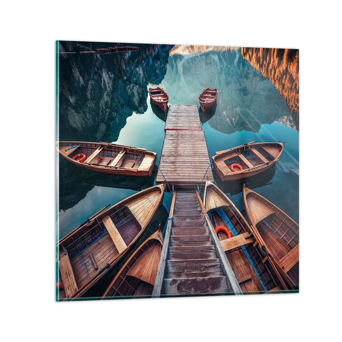 Schilderen op glas - Ik wacht bij de jachthaven - 70x70 cm