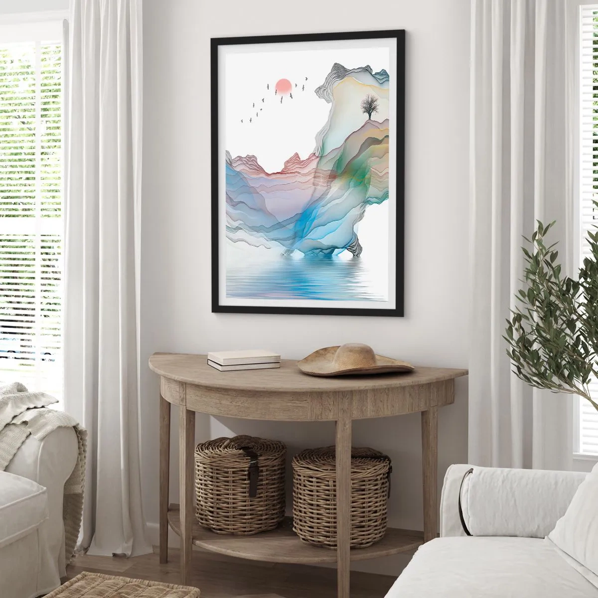 Poster in een zwarte lijst - Op weg naar de kristallen bergen - 70x100 cm