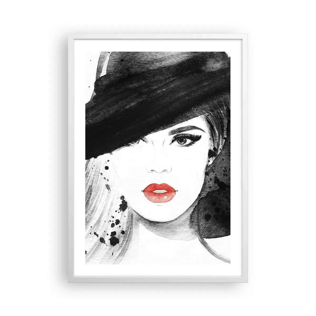 Poster in een witte lijst - Vrouw in het zwart - 50x70 cm