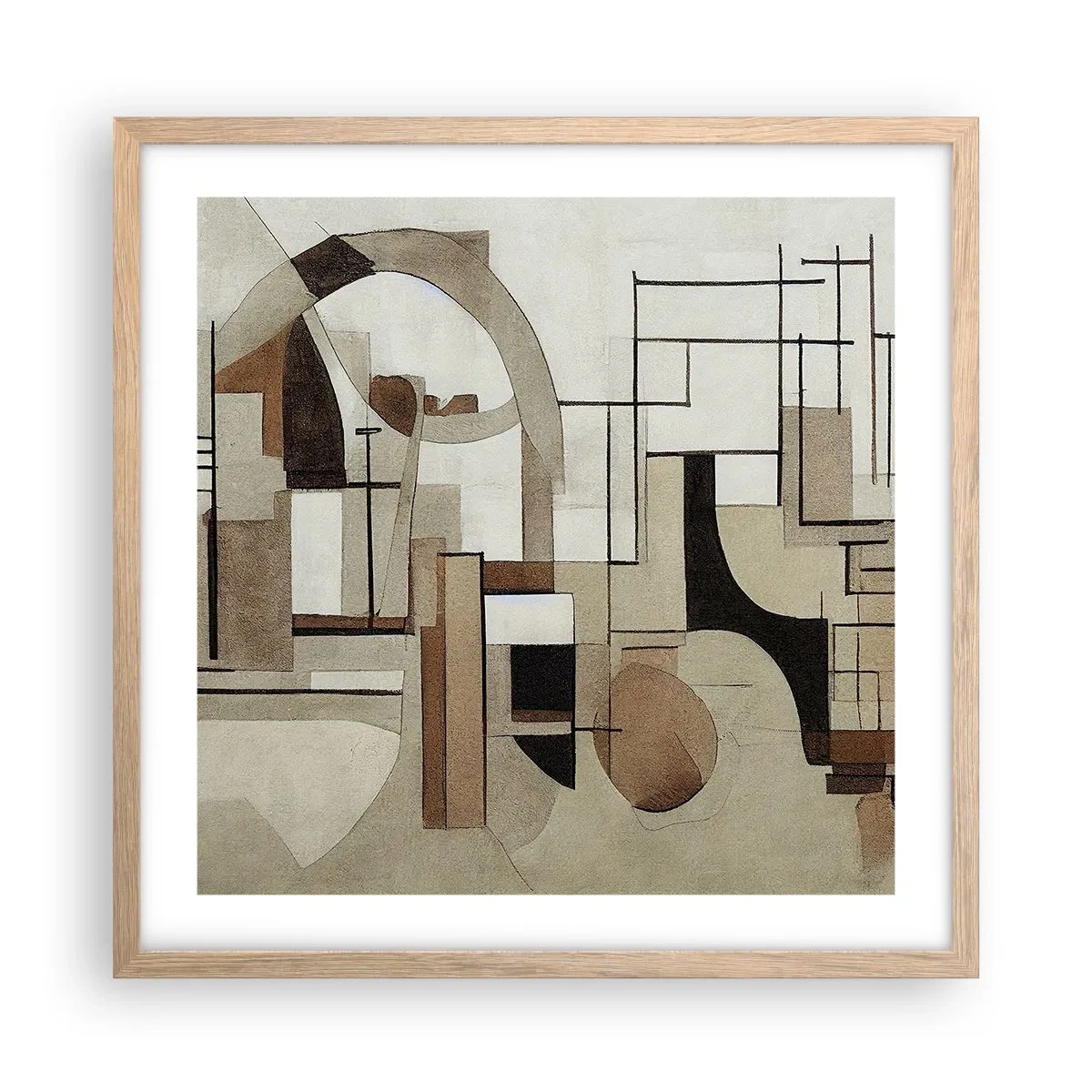 Een poster in een licht eiken lijst - Stadslandschap 2.0 - 50x50 cm