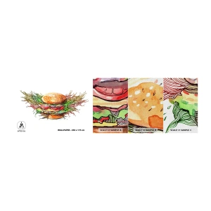 Fotobehang Monster Premium Canvas - Hete verleiding - Gastronomie, Hamburger, Culinair - 100x30 cm