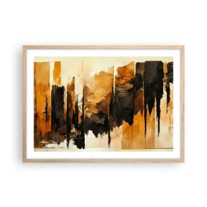 Een poster in een licht eiken lijst - Harmonie van zwart en goud - 70x50 cm