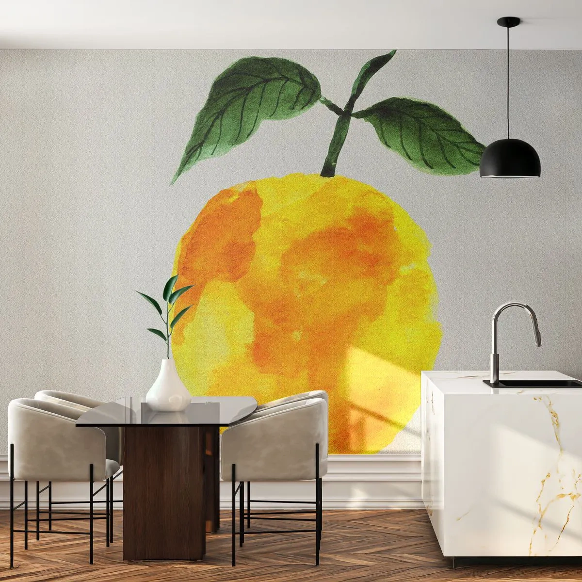 Fotobehang op maat Zelfklevend Deluxe Sticker - Hoe proef je de zon? - Citroen, Keuken, Fruit
