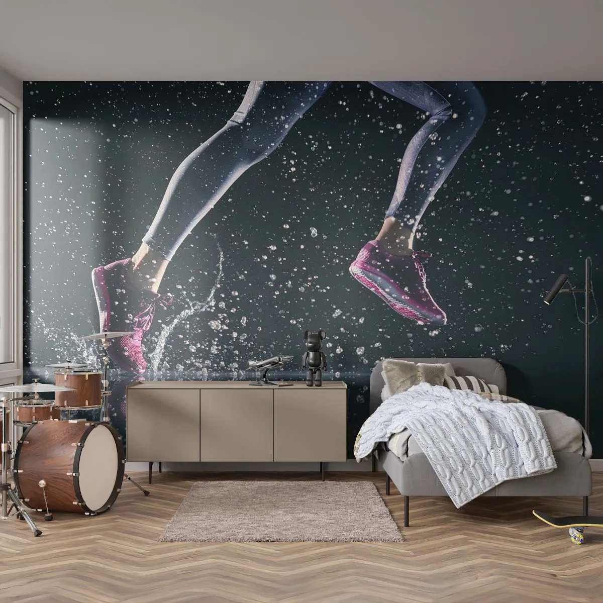 Fotobehang Standard Eco - Hoeveel kracht in de benen - Sport, Joggen, Rennen - 350x256 cm