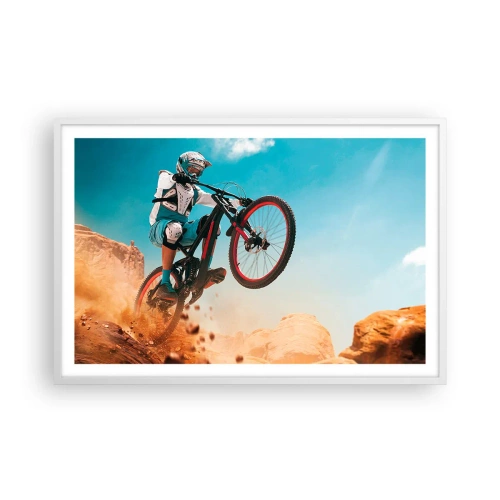 Poster in een witte lijst - Fiets waanzin demon - 91x61 cm
