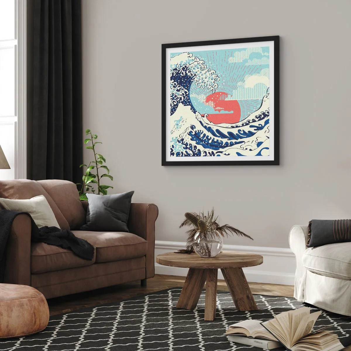 Poster in een zwarte lijst - Van Japanse inspiratie - 30x30 cm