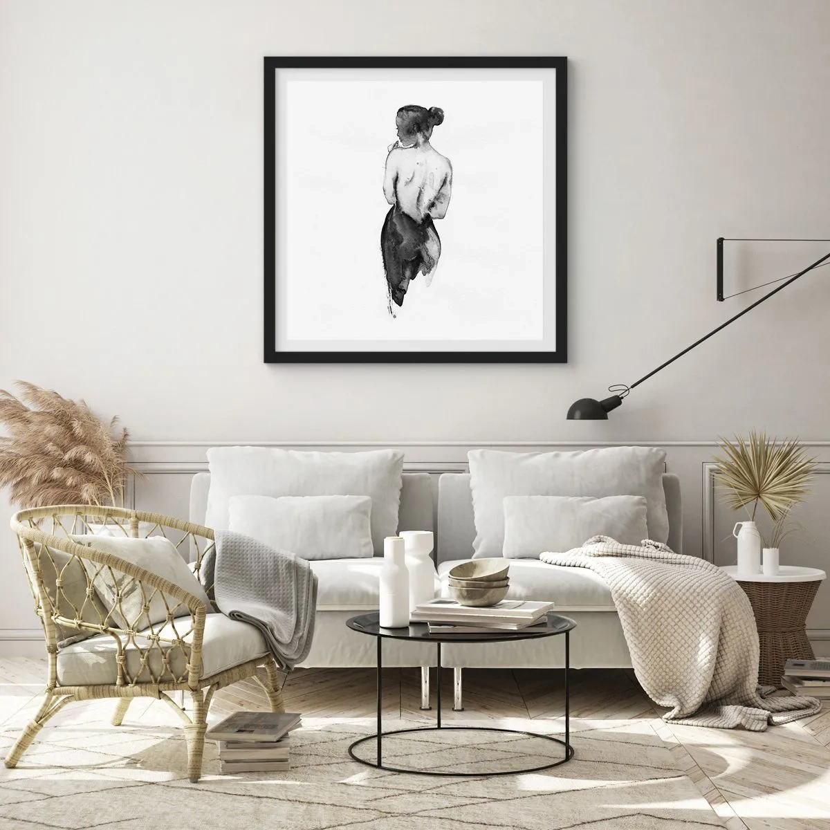 Poster in een zwarte lijst - Bij haar verdwijnt de wereld - 40x40 cm