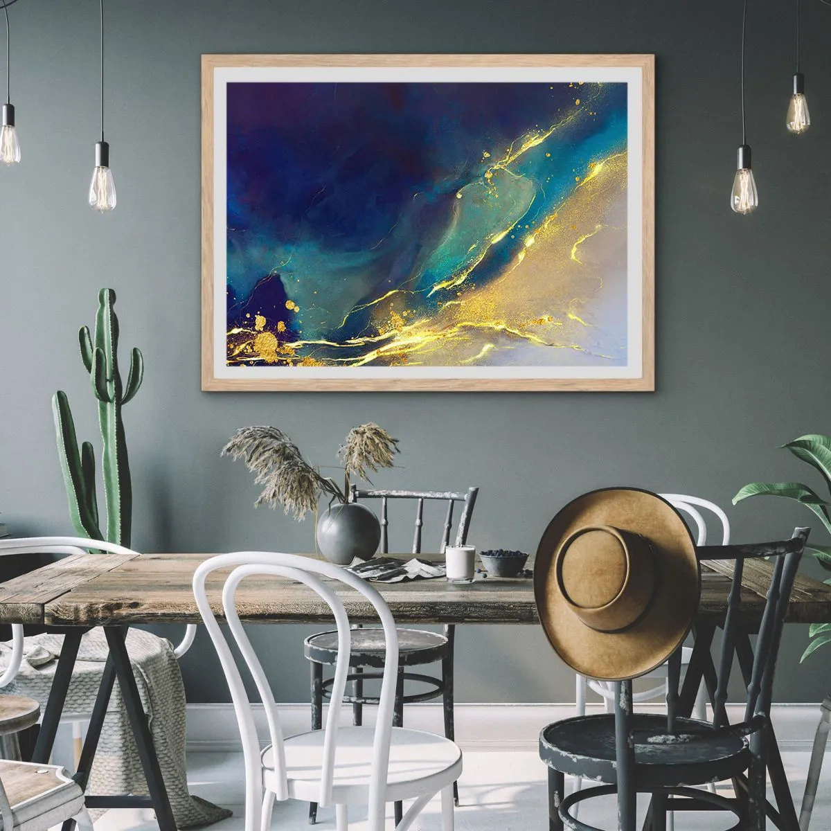 Een poster in een licht eiken lijst - De gouden poel - 100x70 cm