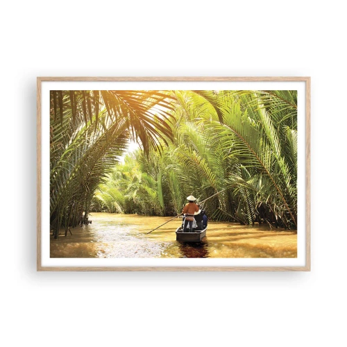 Een poster in een licht eiken lijst - Een palmravijn langs - 100x70 cm