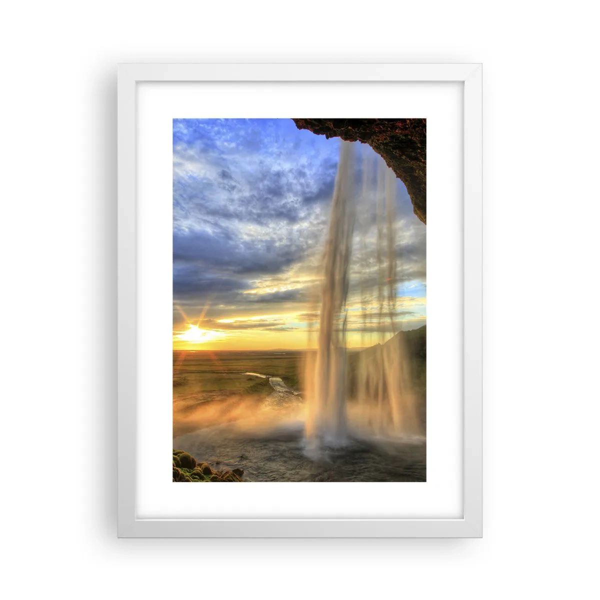 Poster in een witte lijst - De wereld achter een sluier van druppels - 30x40 cm