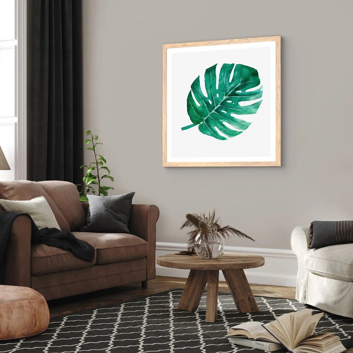 Een poster in een licht eiken lijst - Groen concept - 40x40 cm