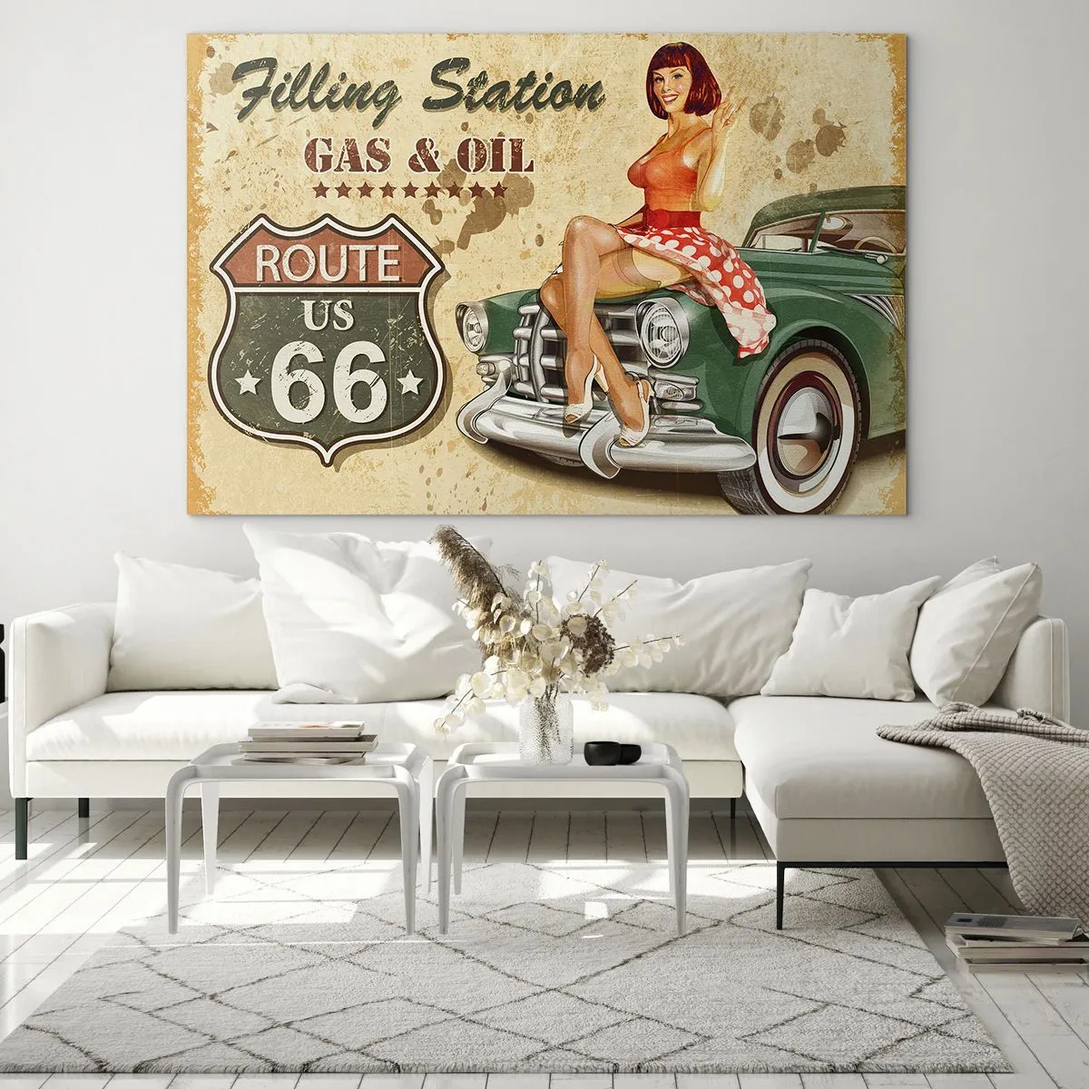 Schilderen op glas - De grote jaren 40. - 120x80 cm