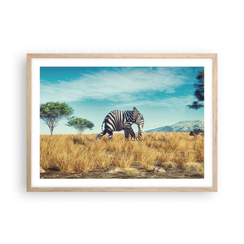 Een poster in een licht eiken lijst - Grijs is niet meer in de mode - 70x50 cm