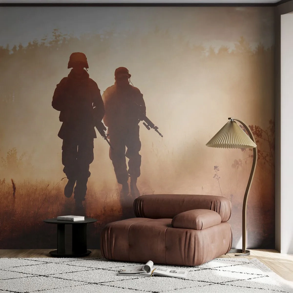 Zelfklevend Fotobehang Deluxe Sticker - Plicht - Soldaat, Geweer, Leger - 250x175 cm