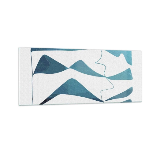 Schilderen op glas - Abstractie: turquoise verbinding - 100x40 cm