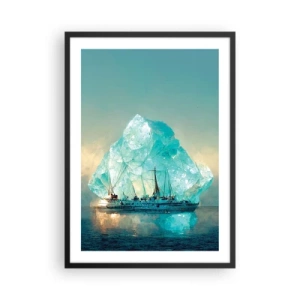 Poster in een zwarte lijst - Een schip bij een gigantische ijsberg - 50x70cm - Arctische diamant - Moderne wanddecoratie voor woonkamer en slaapkamer ARTTOR