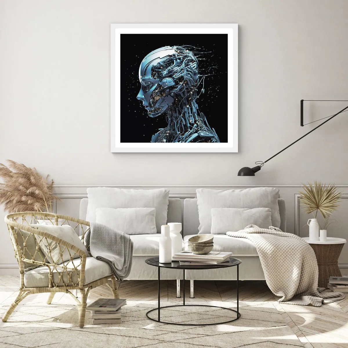 Poster in een witte lijst - Technologie is een vrouw - 50x50 cm