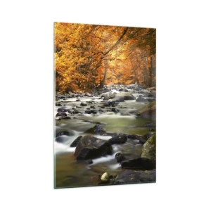 Schilderen op glas - Een stroom in een gouden bos - 80x120 cm