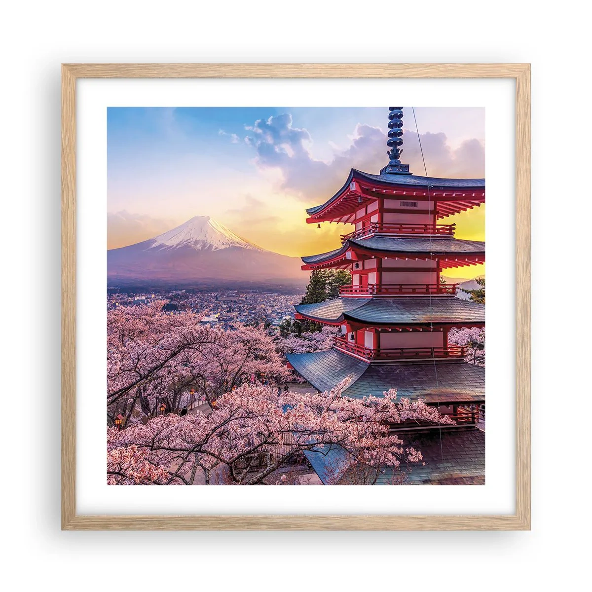 Een poster in een licht eiken lijst - De essentie van de Japanse geest - 50x50 cm