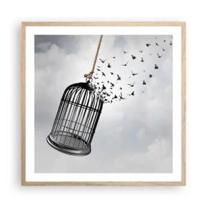 Een poster in een licht eiken lijst - Geloof ... Hoop ... Vrijheid! - 60x60 cm