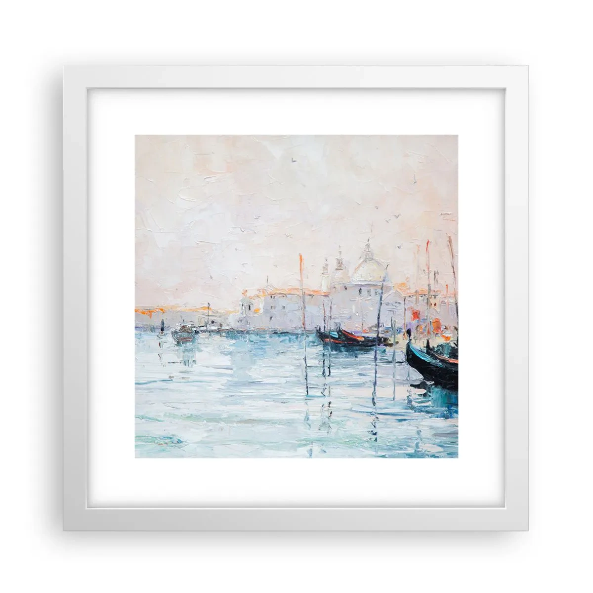 Poster in een witte lijst - Achter het water, achter de mist - 30x30 cm