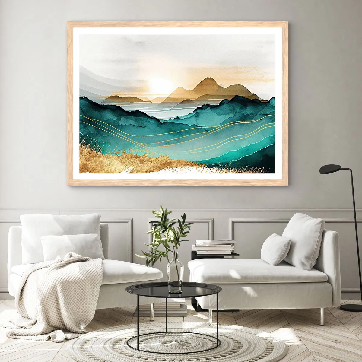 Een poster in een licht eiken lijst - Op de rand van abstractie – landschap - 91x61 cm