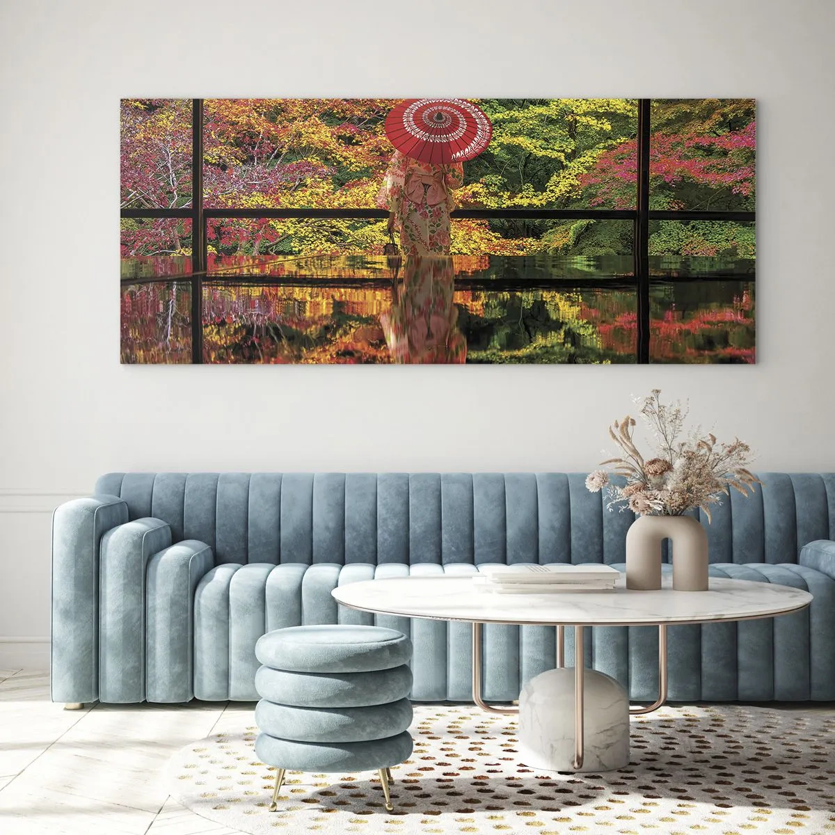 Schilderen op glas - In de tempel van de natuur - 90x30 cm