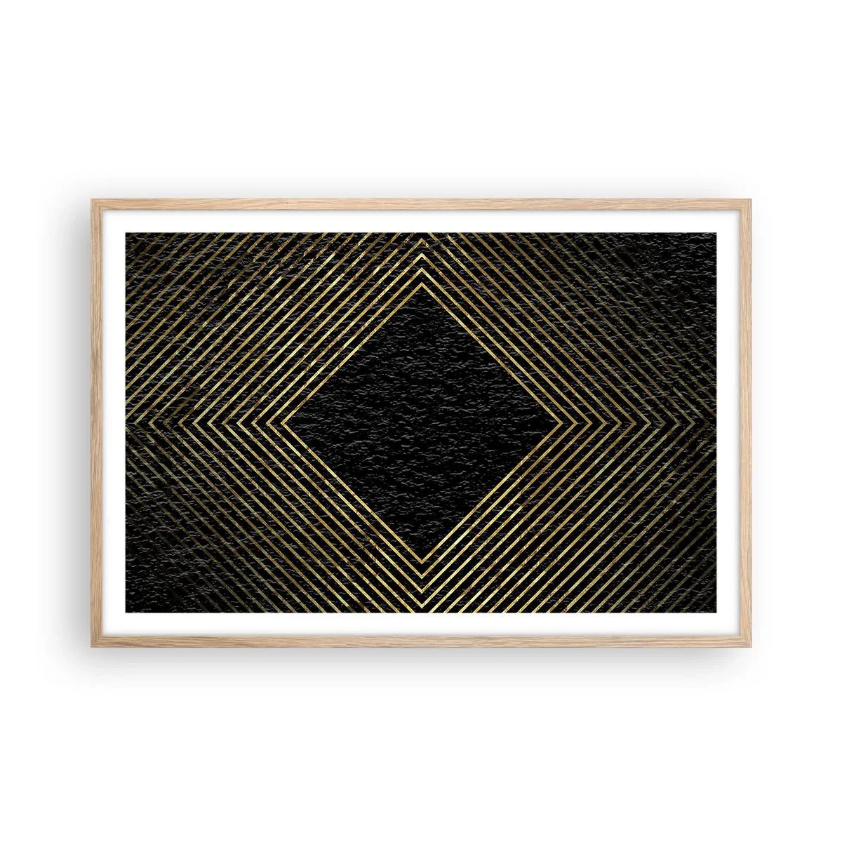 Een poster in een licht eiken lijst - Geometrie in glamoureuze stijl - 91x61 cm