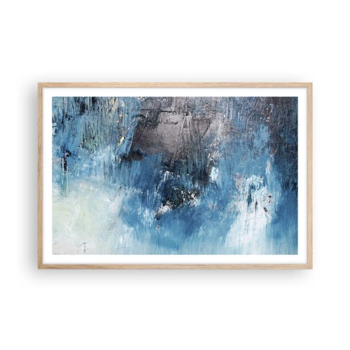 Een poster in een licht eiken lijst - Rhapsody in Blauw - 91x61 cm