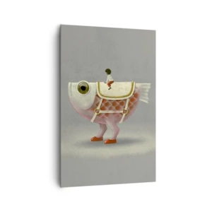 Schilderen op canvas - Ruiter op een surrealistische vis - 80x120 cm