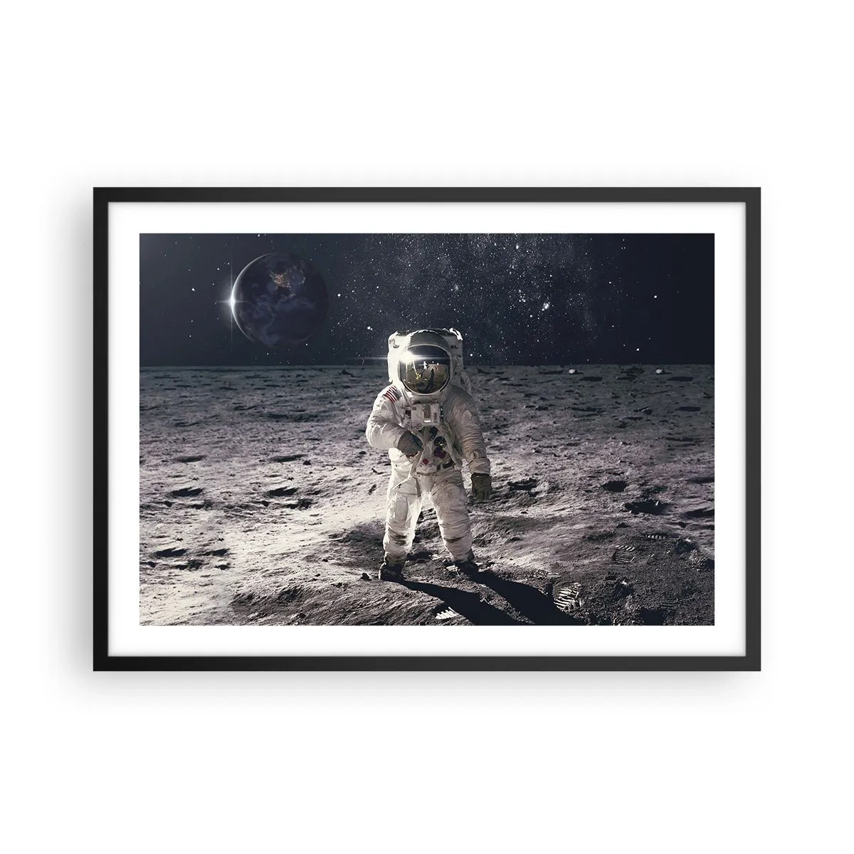 Poster in een zwarte lijst - Groetjes van de maan - 70x50 cm