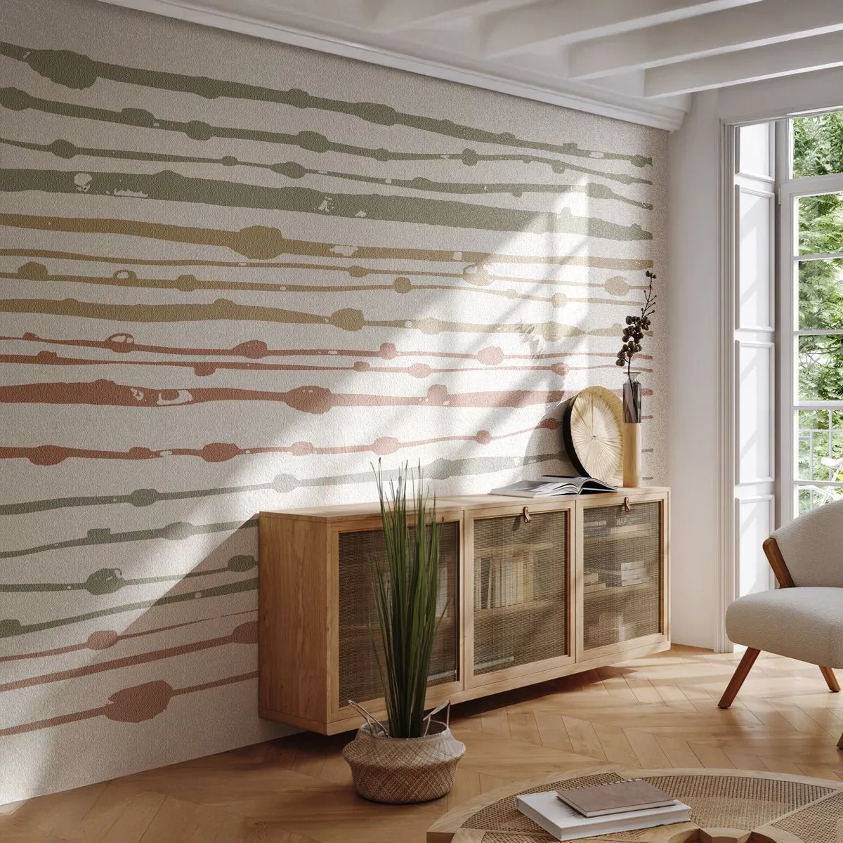 Fotobehang Standard Eco - Muzieknotatie van kleuren - Minimalisme, Pastel, Deel - 400x280 cm