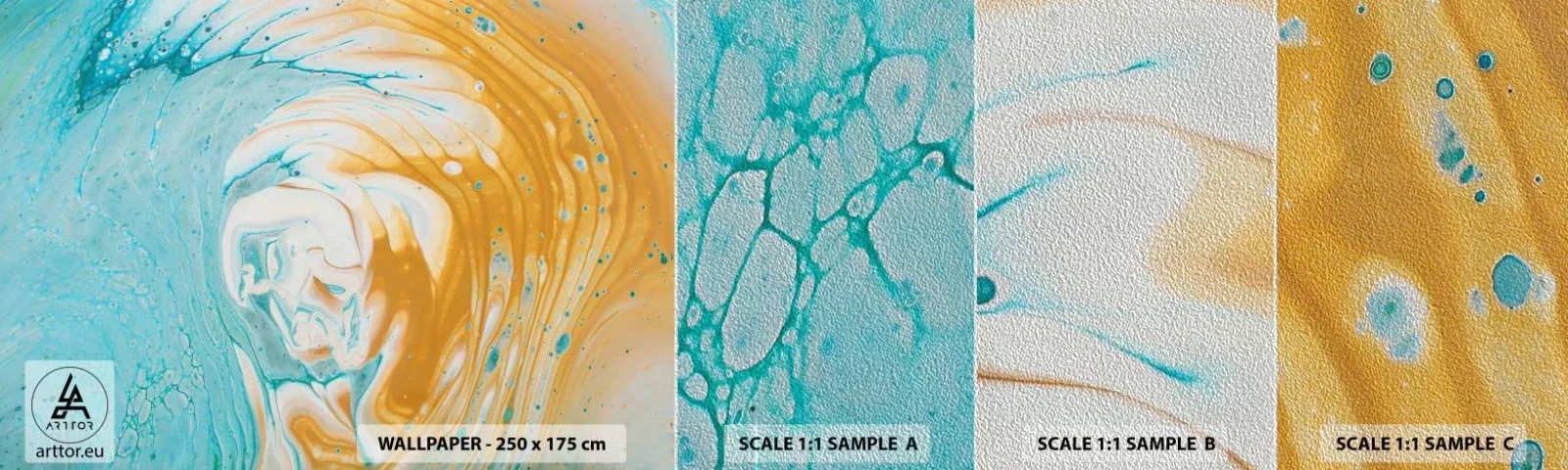 Fotobehang Monster Premium Sand - Pastel werveling - Abstractie, Deel, Moderne kunst - 100x30 cm