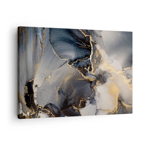 Schilderen op canvas - Abstract goud en grijs op canvas - 70x50cm - Stenen leven - Moderne wanddecoratie voor woonkamer en slaapkamer ARTTOR