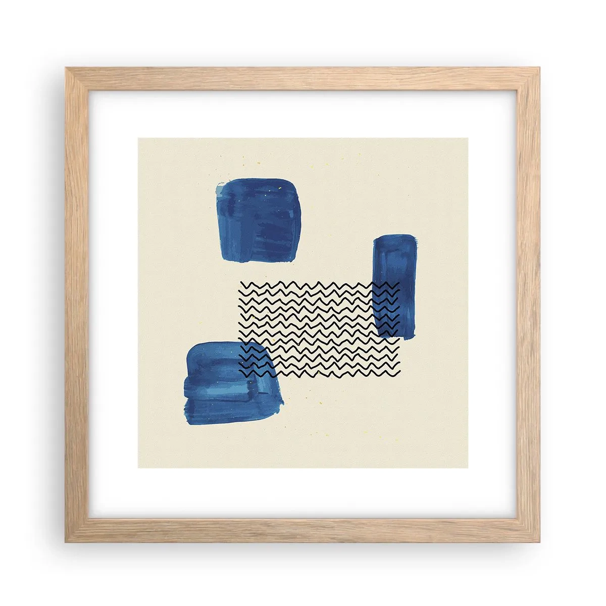 Een poster in een licht eiken lijst - Een abstract kwartet - 30x30 cm