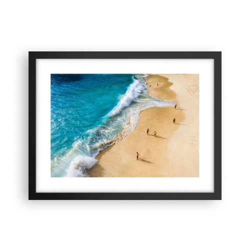 Poster in een zwarte lijst - En dan de zon, het strand… - 40x30 cm