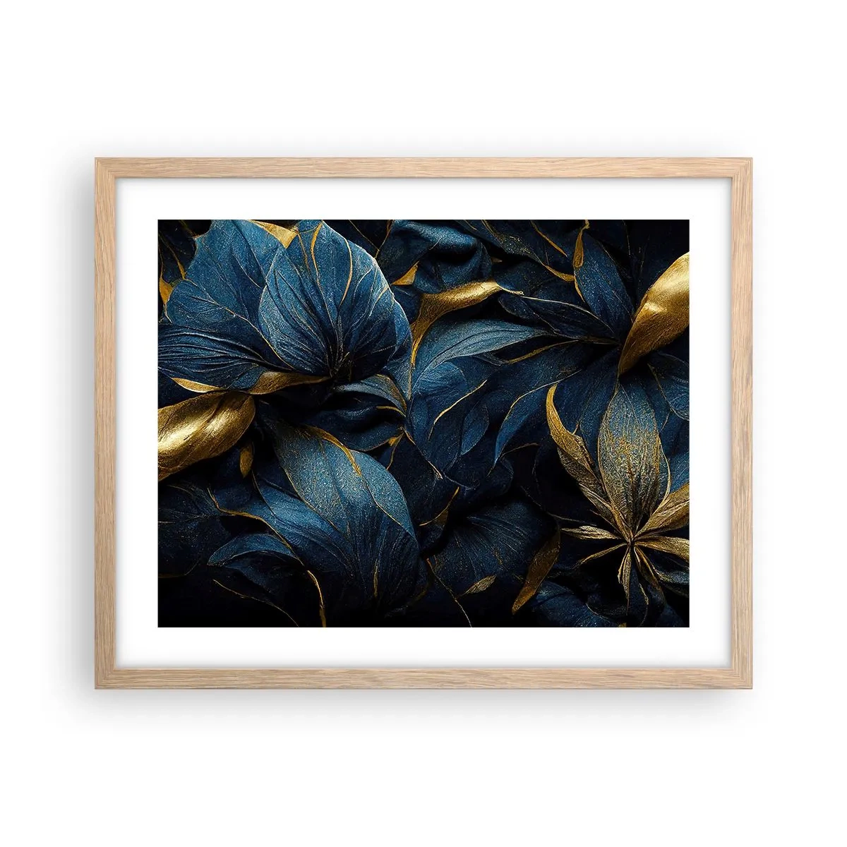 Een poster in een licht eiken lijst - Met goud gevoerd - 50x40 cm