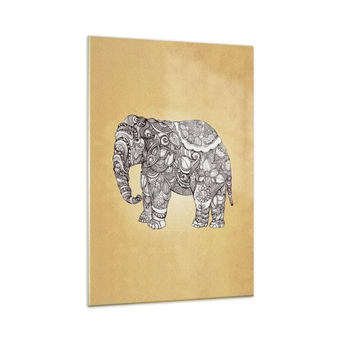 Schilderen op glas - De olifant heeft zichzelf bedekt - 80x120 cm