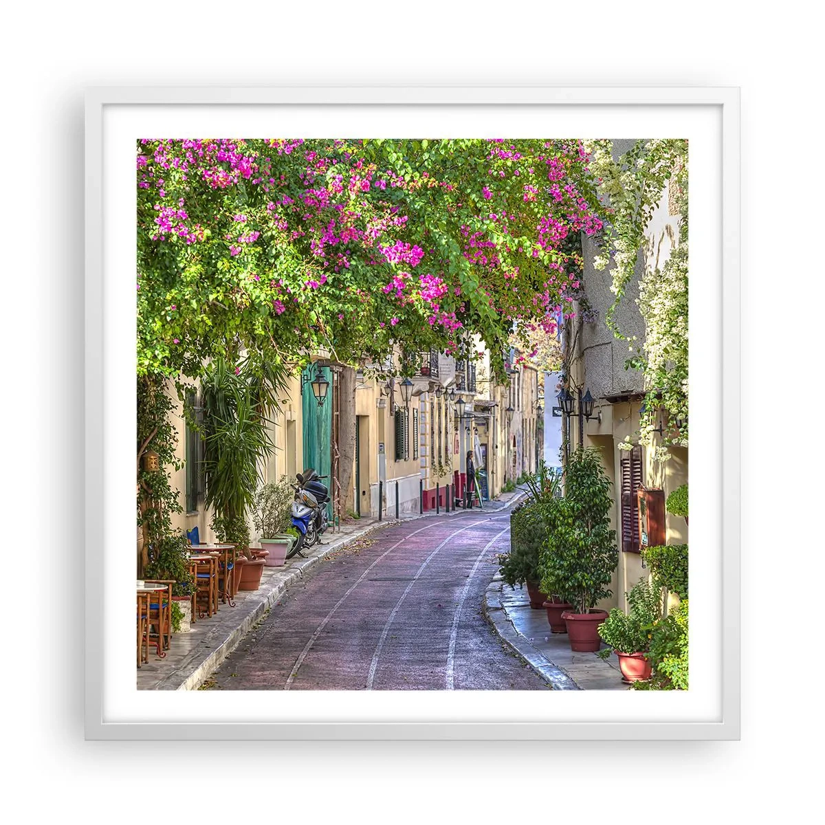 Poster in een witte lijst - Bloeiende steeg - 60x60 cm