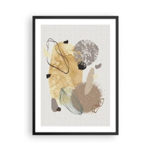 Poster in een zwarte lijst - Abstracte compositie in natuurlijke tinten - 50x70cm - Toegepaste plumcologie - Moderne wanddecoratie voor woonkamer en slaapkamer ARTTOR