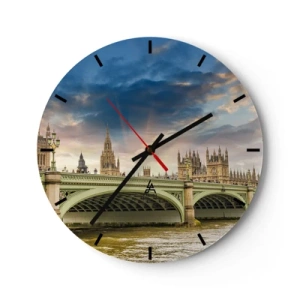 Wandklok - Klok - Brug over de Theems met uitzicht op het Palace of Westminster - 30x30cm - De tijd stond stil in het rijk - Moderne wanddecoratie voor woonkamer, keuken en slaapkamer ARTTOR