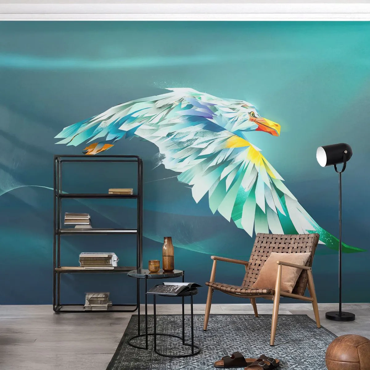 Fotobehang Premium Sand - De adelaar van je vluchten is de kracht - Abstractie, Adelaar, Vogel - 300x210 cm