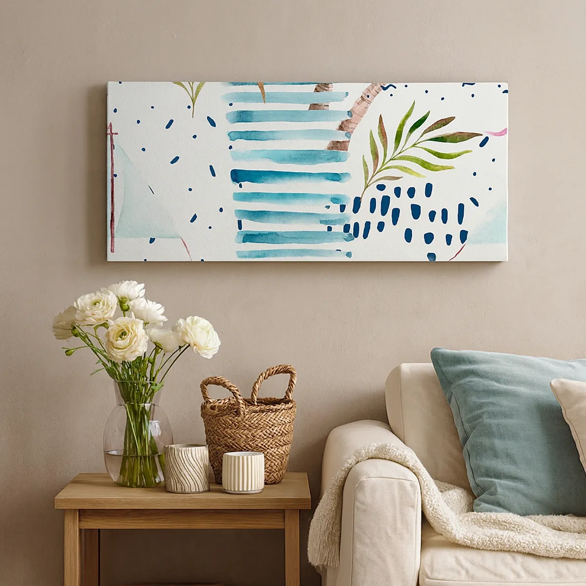 Schilderen op canvas - Vakantie onder palmbomen - 30x30 cm