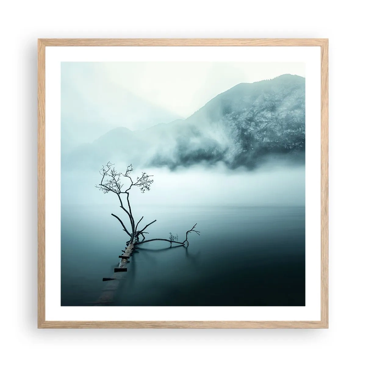 Een poster in een licht eiken lijst - Van water en mist - 60x60 cm