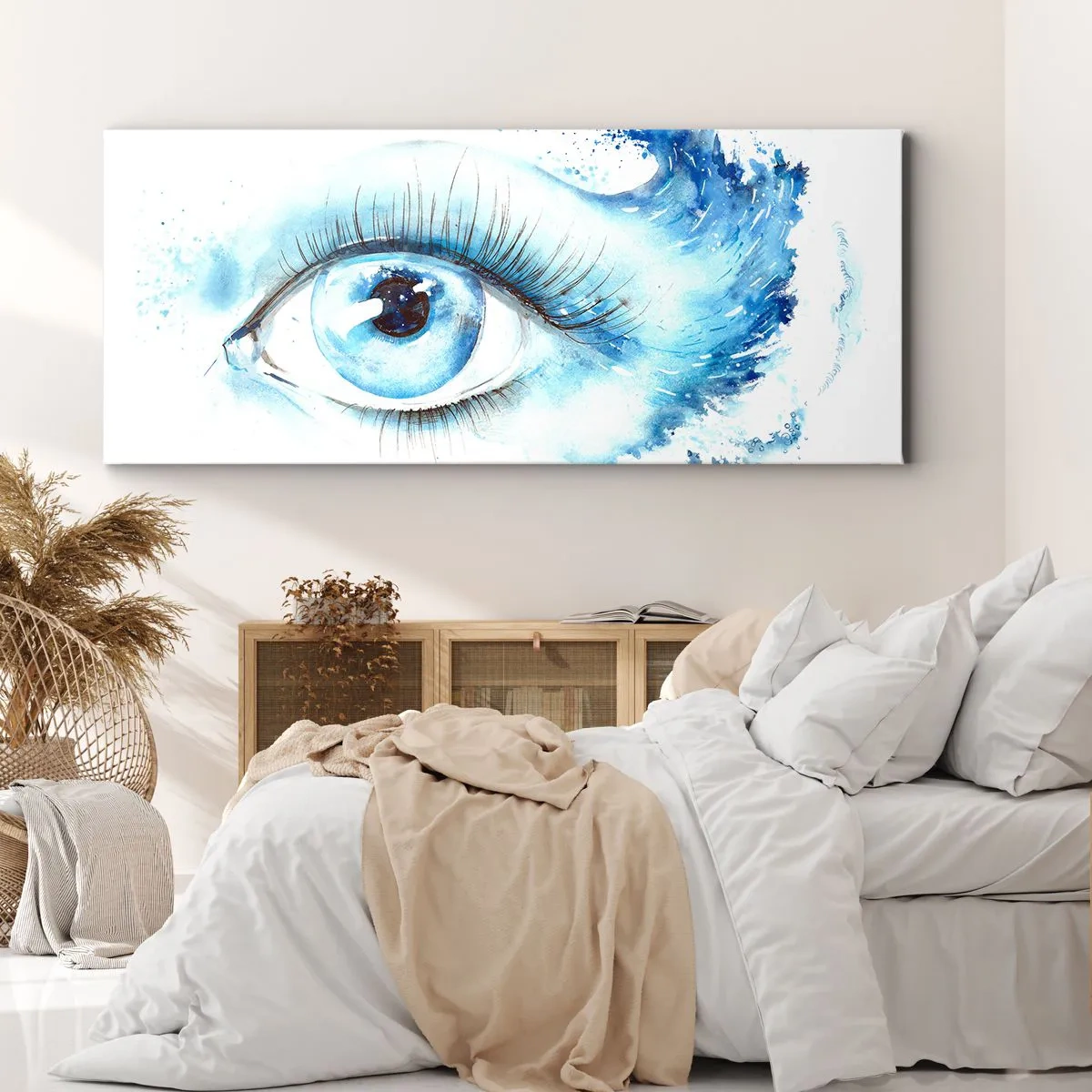Schilderen op canvas - Dompel jezelf onder in het blauw van de blik - 100x40 cm