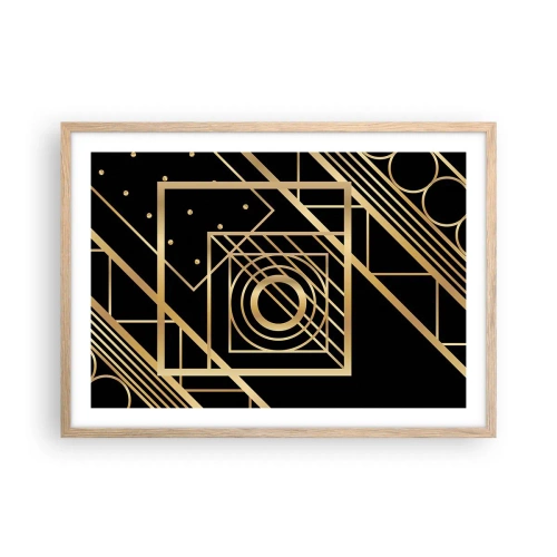 Een poster in een licht eiken lijst - Gouden geometrie - 70x50 cm